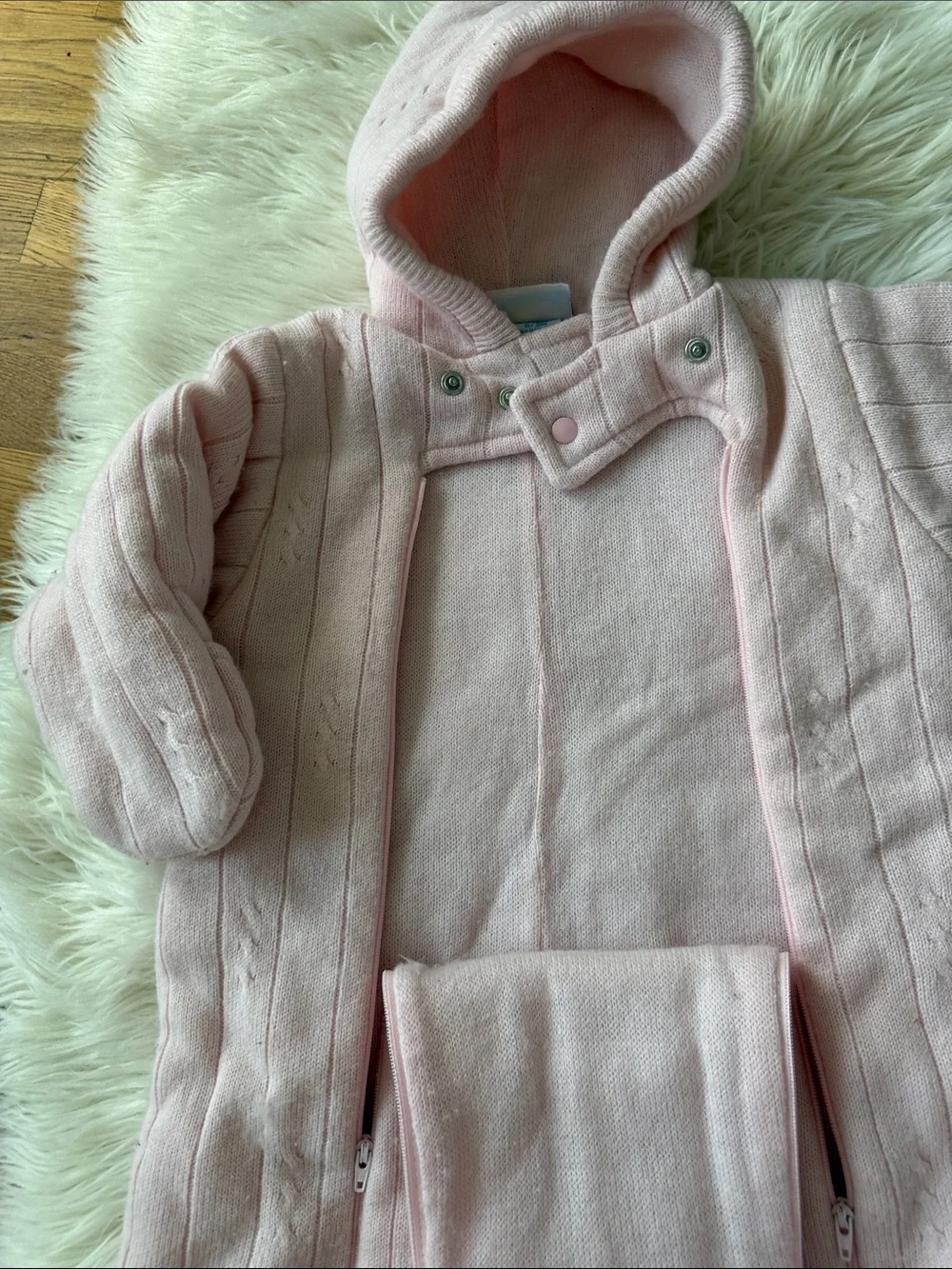 miniwear Pink Quilted Hooded Footed One-Piece